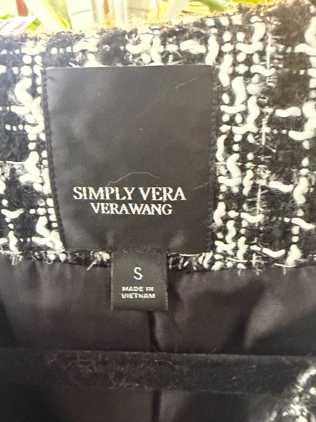 Simply Vera Vera Wang Black And White Tweed Cropped Moto Jacket Size S 4