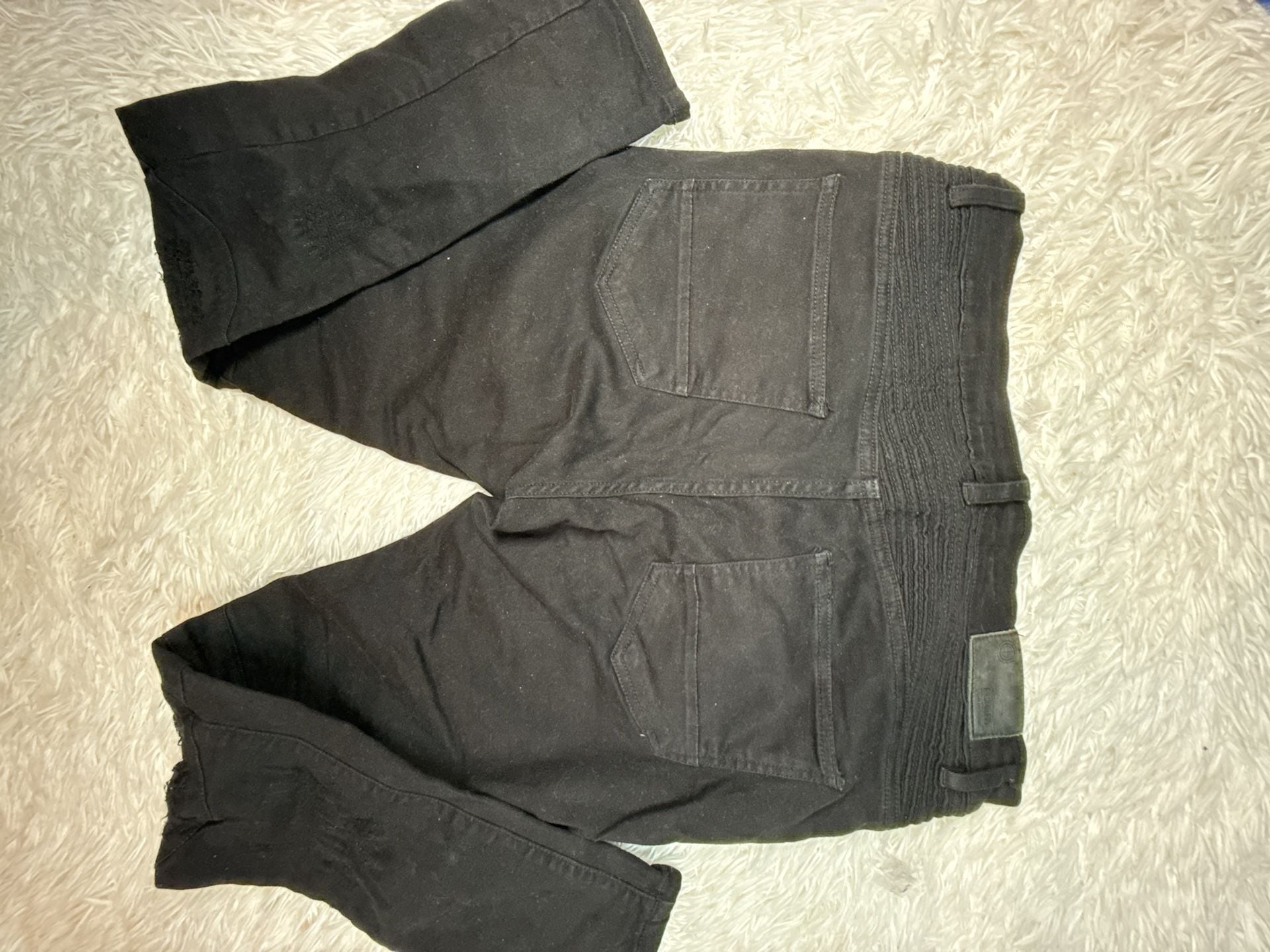 Focus Jeans Mens Black Biker Distressed Skinny Jeans Rip and Repair 10