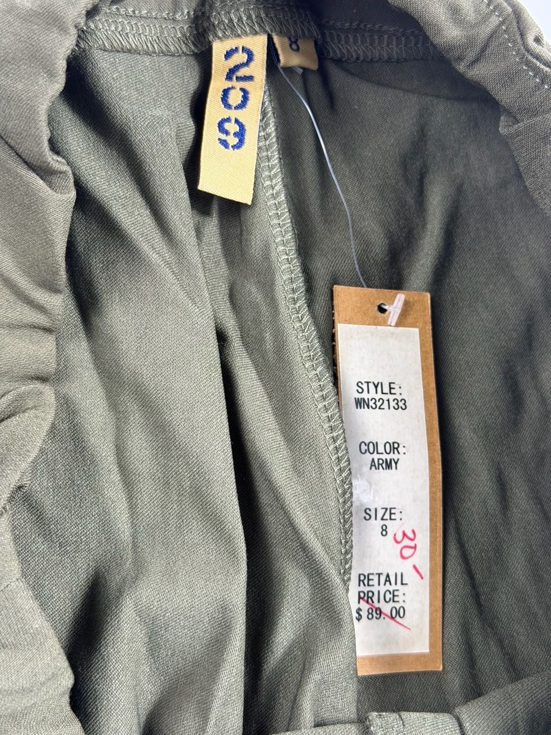 209 Army Green Ankle Pants, Size 8 3