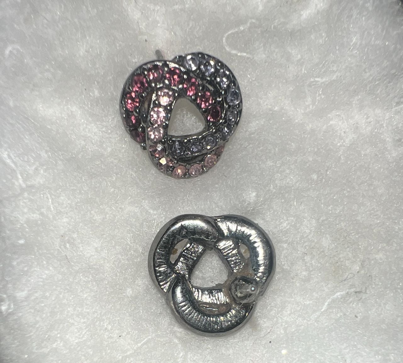 Kenneth Jay Lane Gun Metal w/ Multi-Color Pink & Sapphire Rhinestone Earrings 3