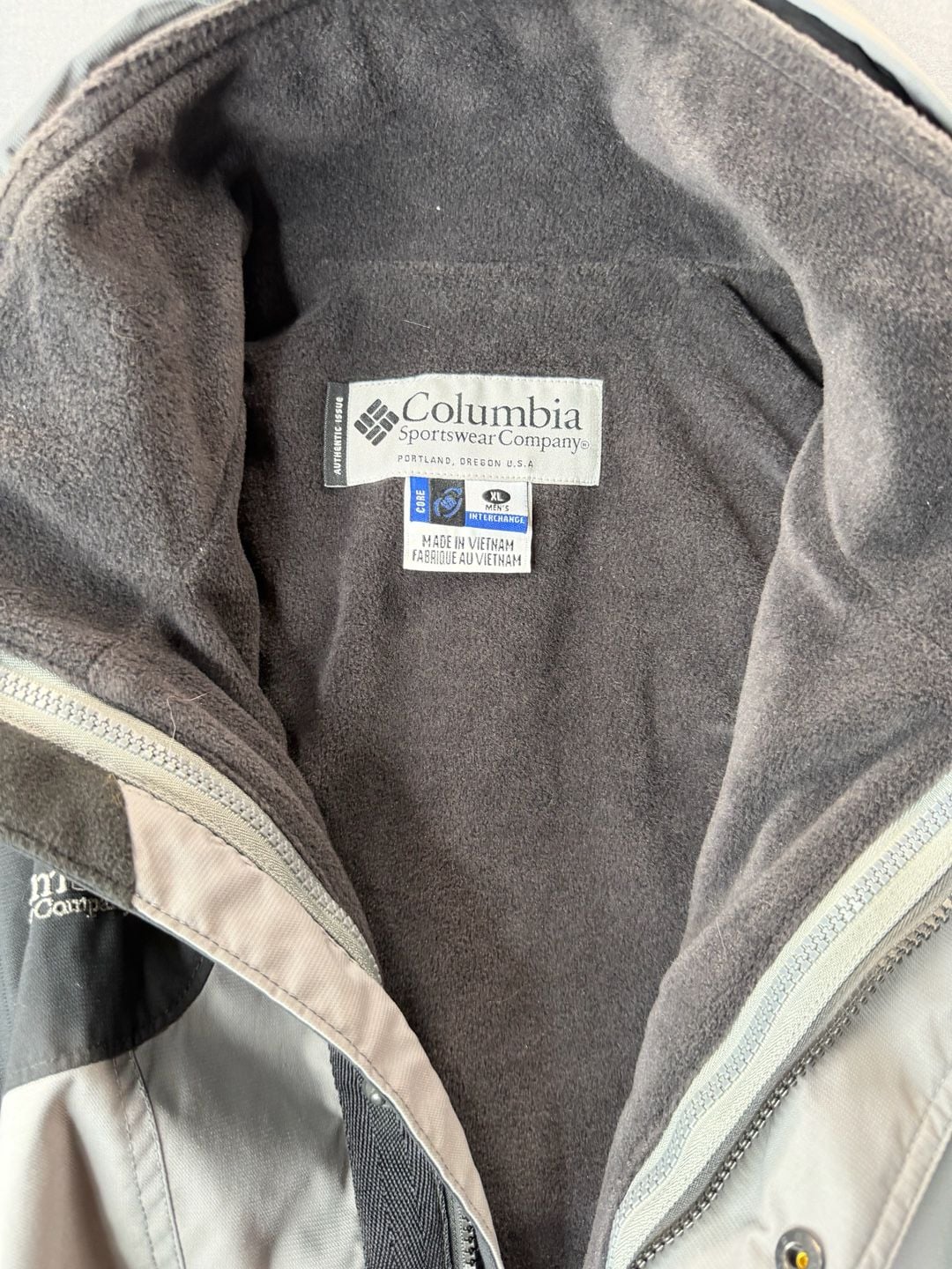 VTG Columbia Sportswear Gray Interchange Fleece Lined Winter Jacket Men's XL 7
