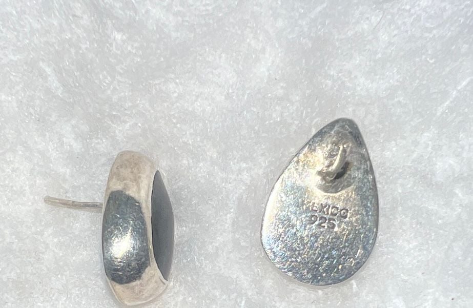Sterling Silver Black Onyx Teardrop Post Earrings 4
