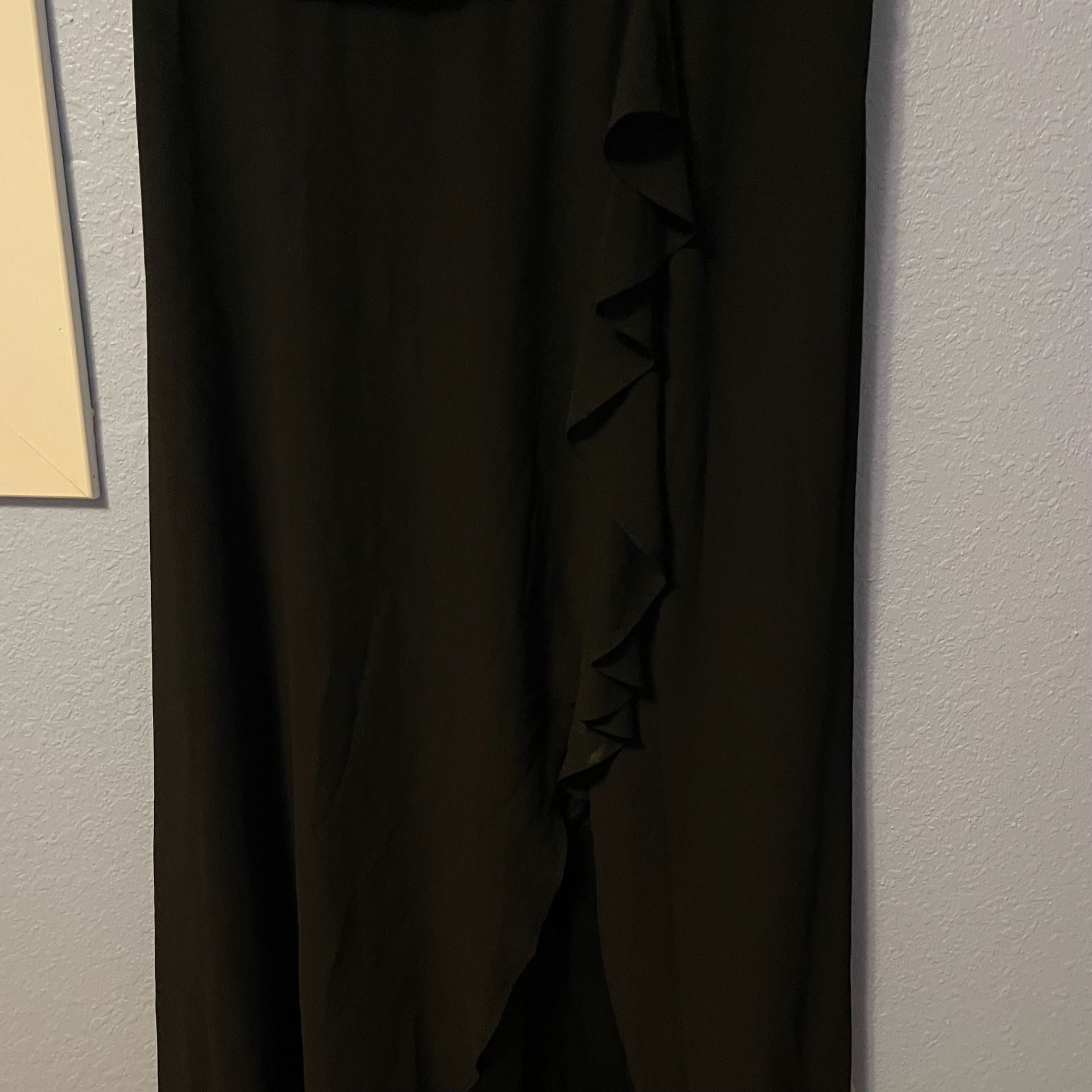R&M Richards Black V-Neck Rhinestone Embellished Chiffon Evening Dress 4