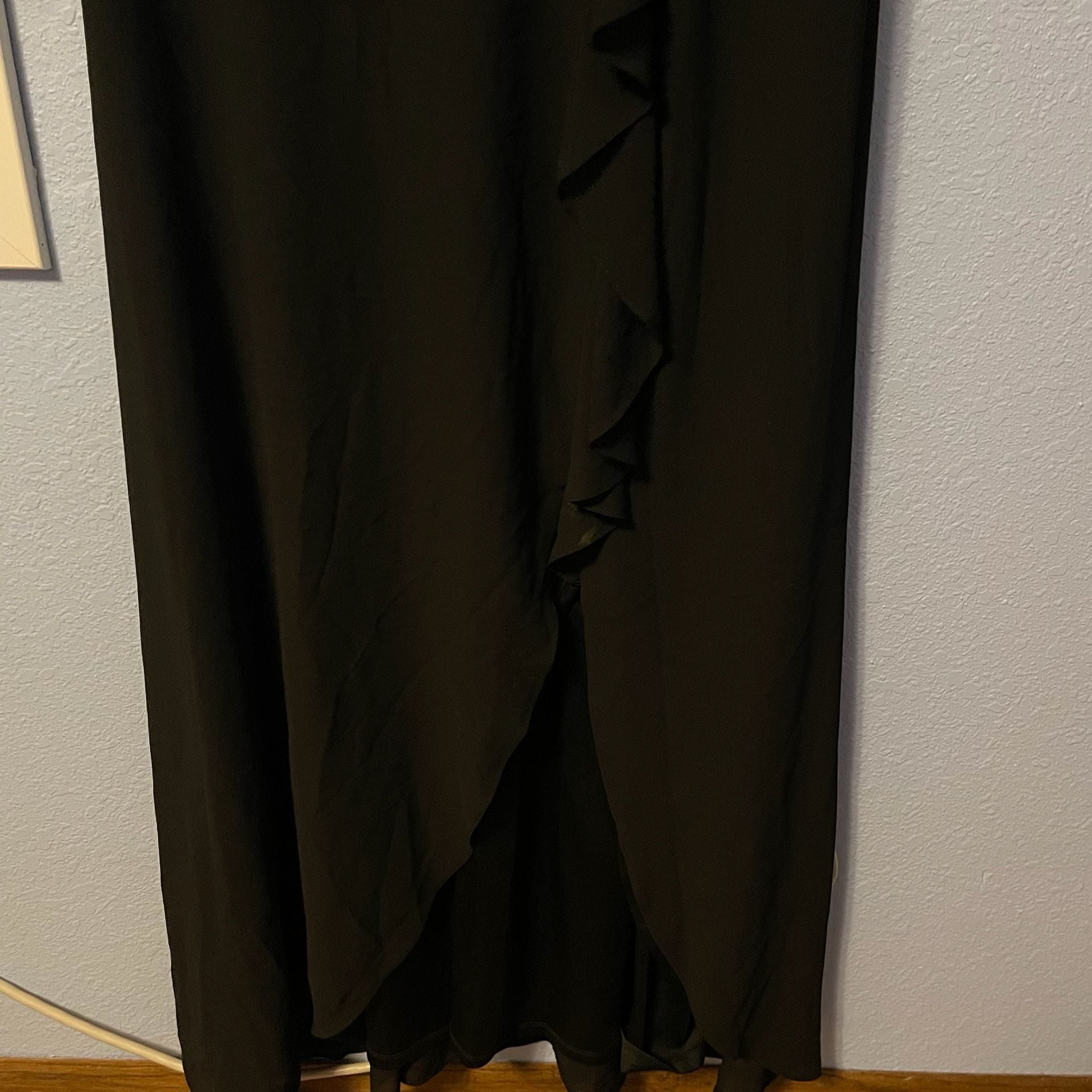 R&M Richards Black V-Neck Rhinestone Embellished Chiffon Evening Dress 5