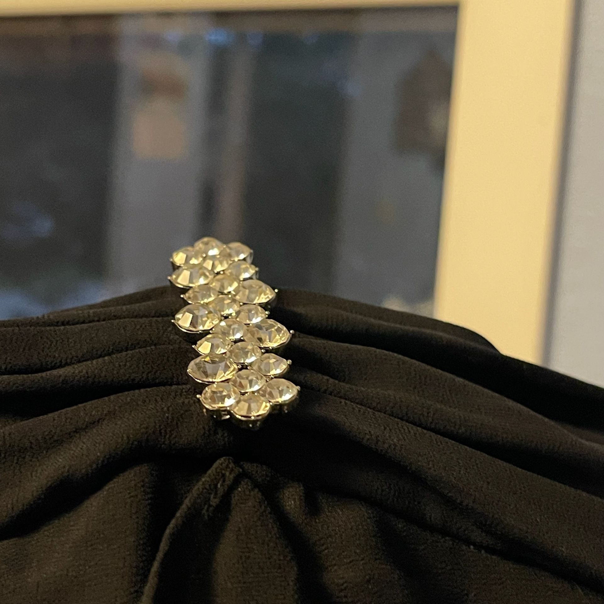 R&M Richards Black V-Neck Rhinestone Embellished Chiffon Evening Dress 9