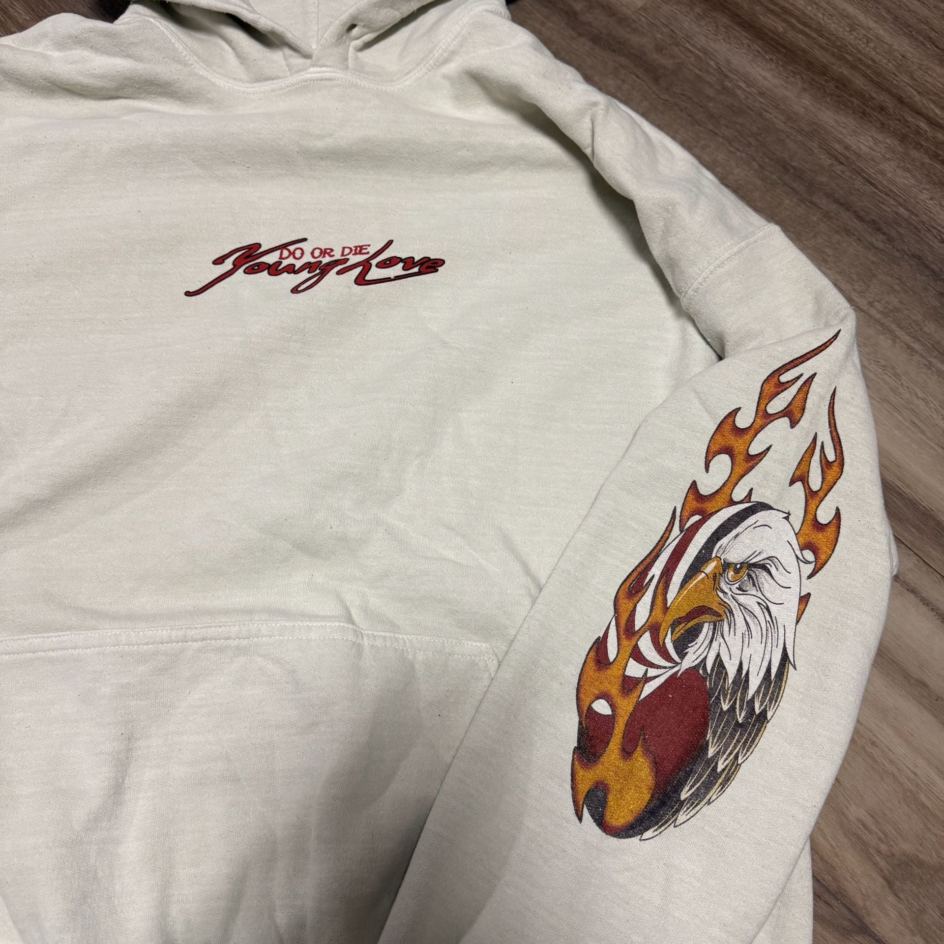 Young Love Do Or Die Flame Eagle Hoodie White 3