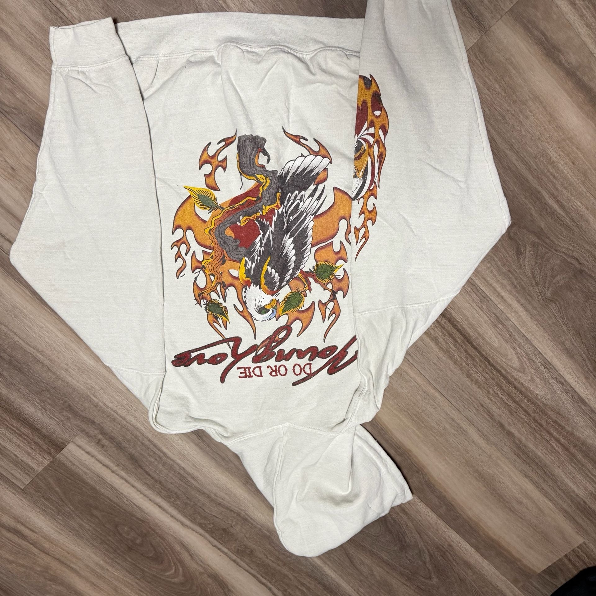 Young Love Do Or Die Flame Eagle Hoodie White 4