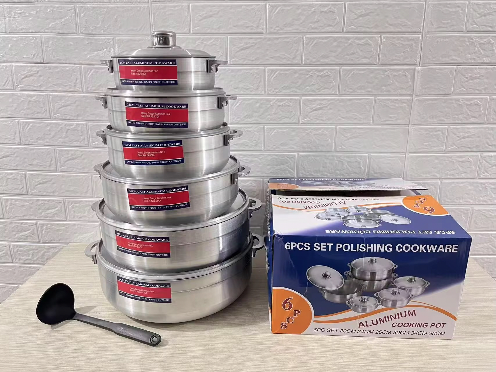 20-36cm Aluminum Sand Pot 6Pcs 1