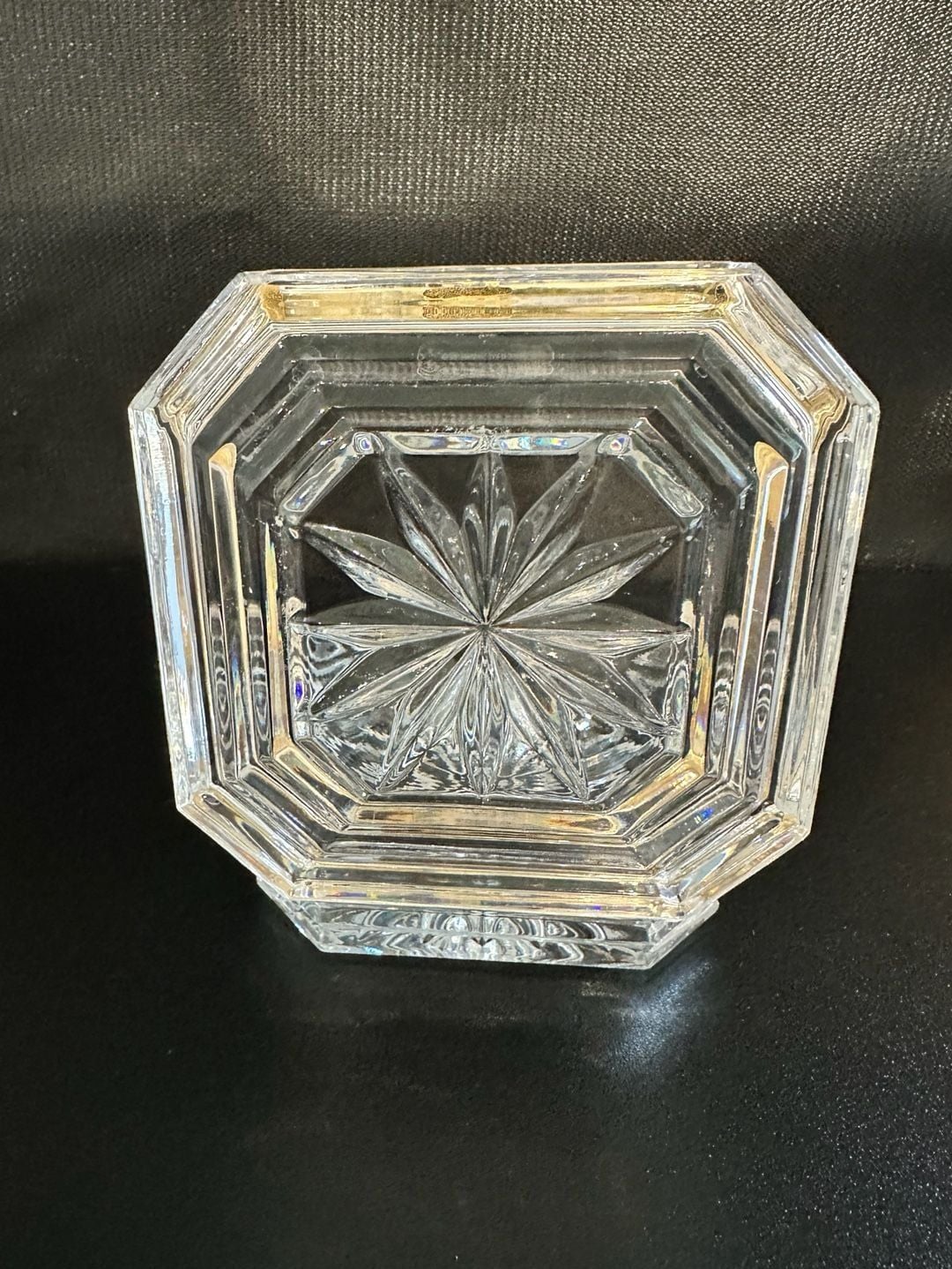 Pre owned Hofbauer Crystal Trinket Box with Frosted Bird Made in Germany 3