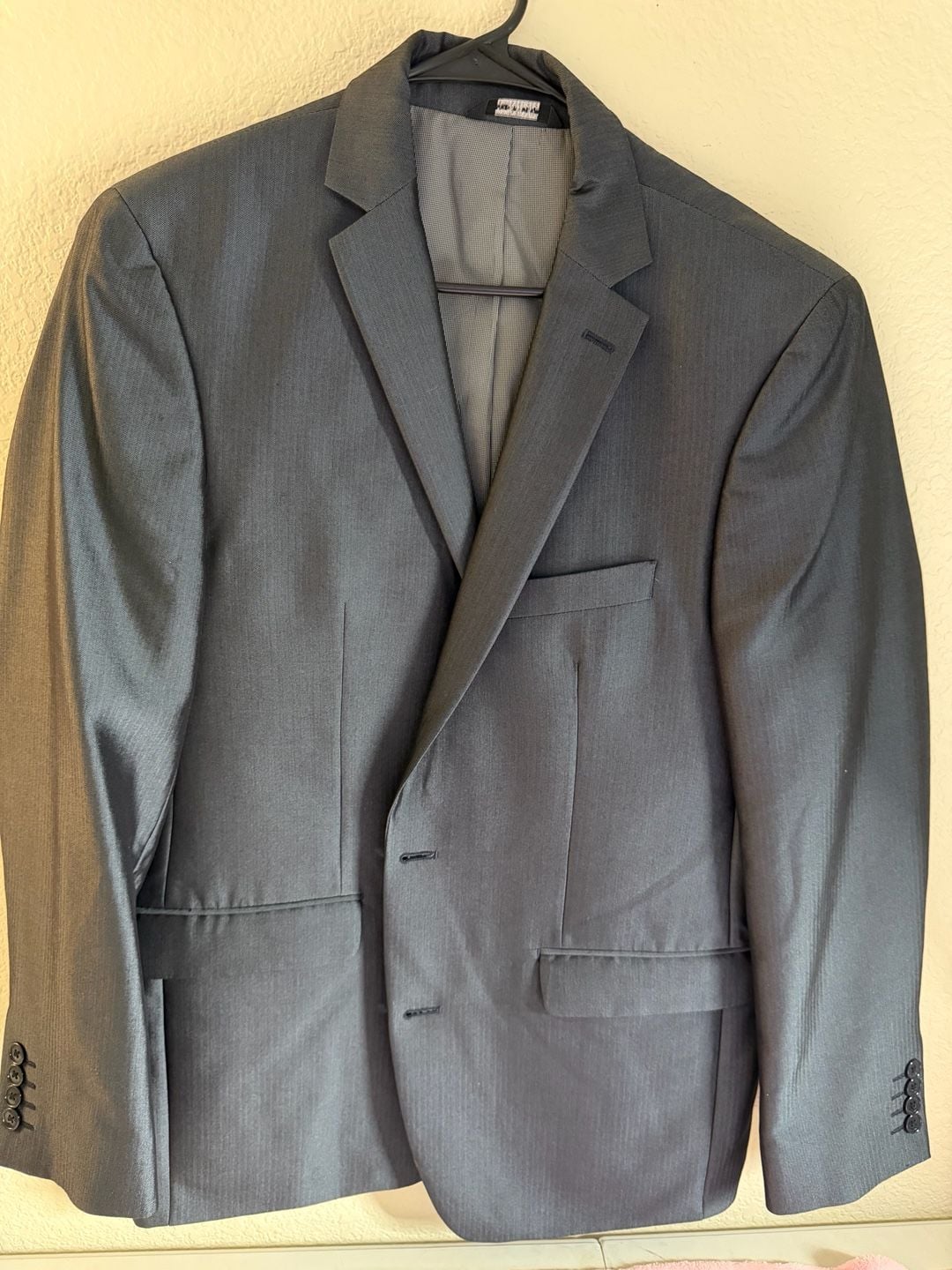 Apt. 9 Extra Slim Fit Grey Herringbone Suit Jacket Blazer and Pants Set Size 33/30 1