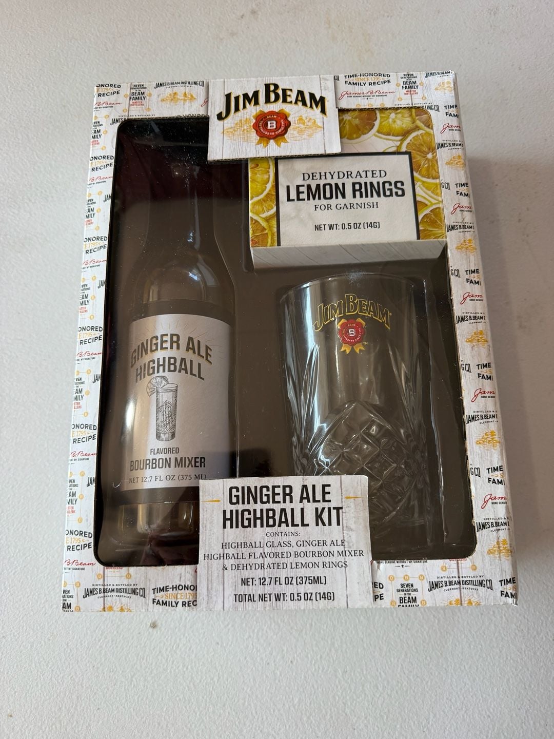 Jim Beam Ginger Ale Highball Kit with Highball Glass and Flavored Bourbon Mixer 1
