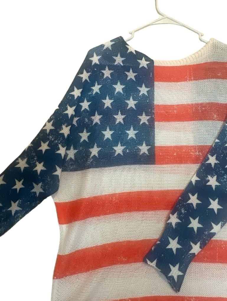 USA Off Shoulder Flag Sweater 3