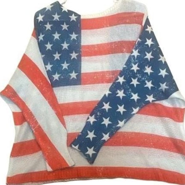 USA Off Shoulder Flag Sweater