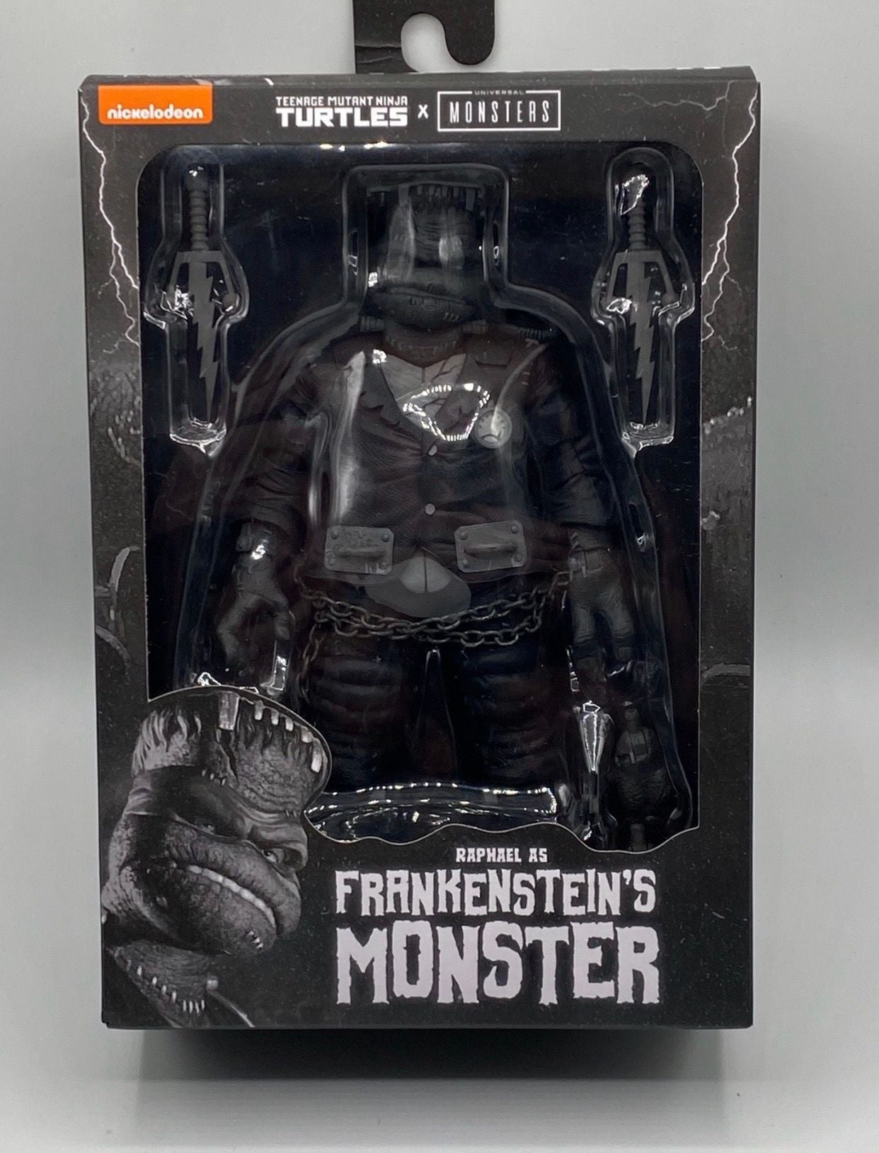 NECA Teenage Mutant Ninja Turtles x Universal Monsters Raphael as Frankenstein's Monster Action Figure Black and White Version 1