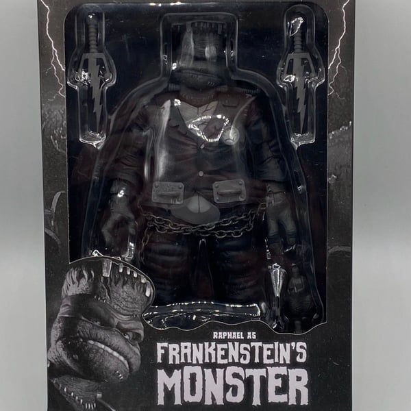 NECA Teenage Mutant Ninja Turtles x Universal Monsters Raphael as Frankenstein's Monster Action Figure Black and White Version