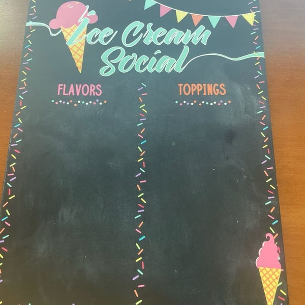 Ice Cream Social 12" x 8." Hanging Sign