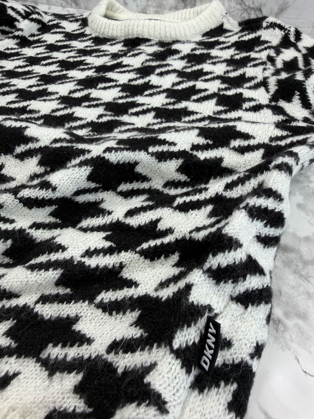 Girls DKNY Black and White Houndstooth Sweater 4