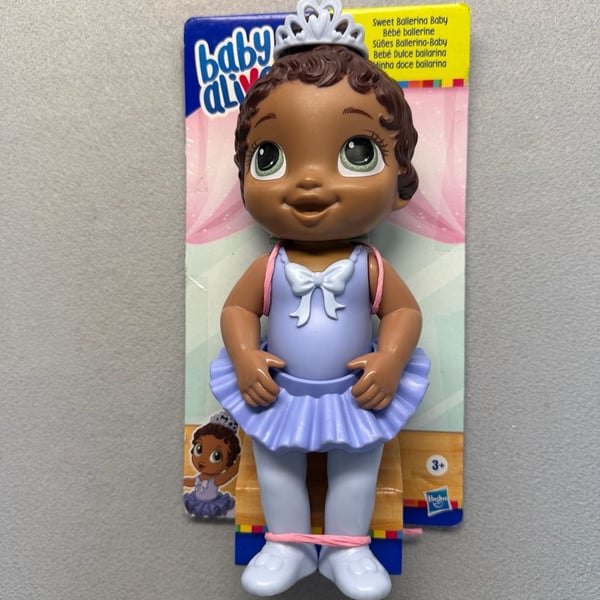 Baby Alive Sweet Ballerina Baby Doll, African American, Purple Tutu and Tiara