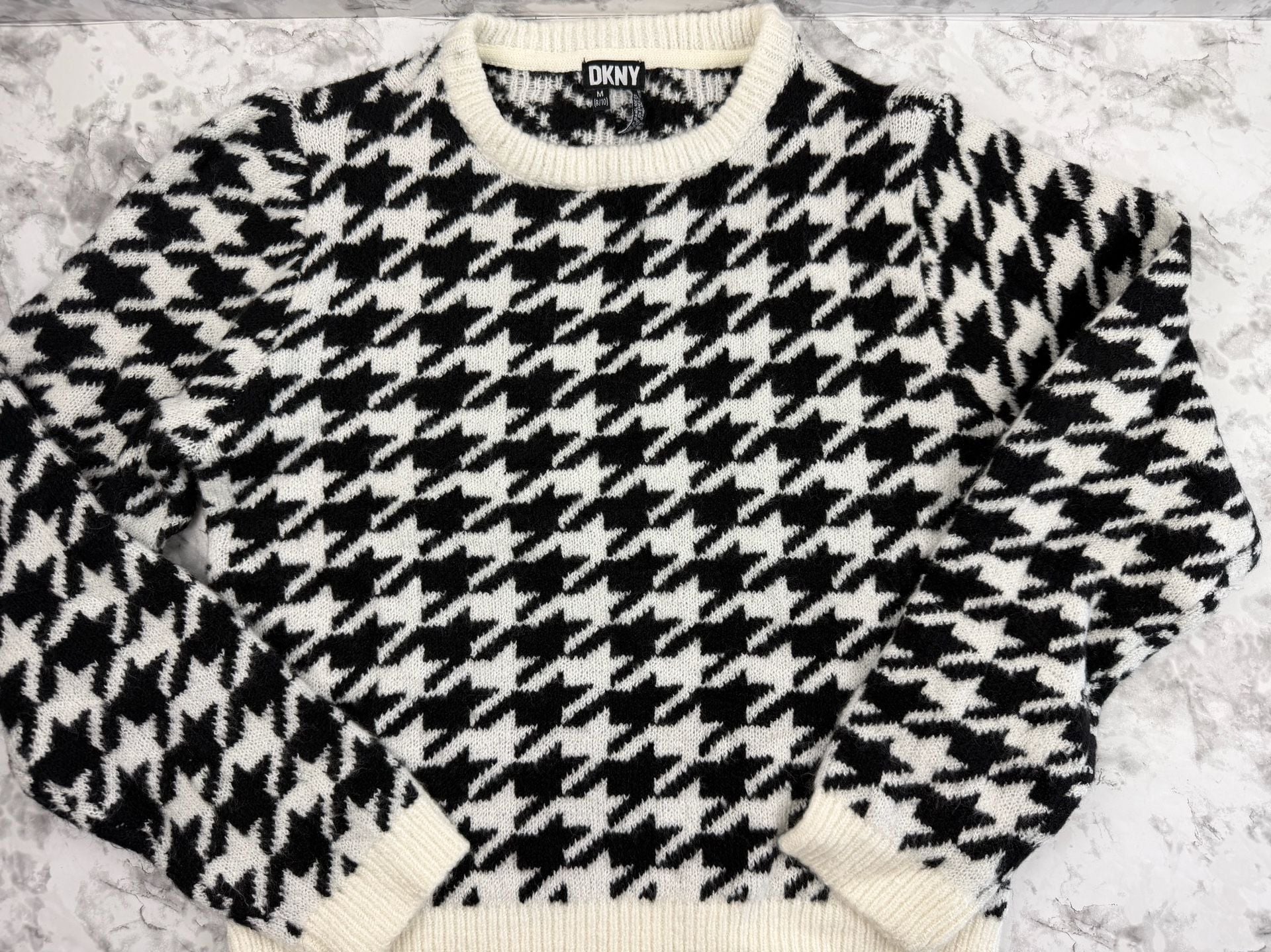 Girls DKNY Black and White Houndstooth Sweater 1