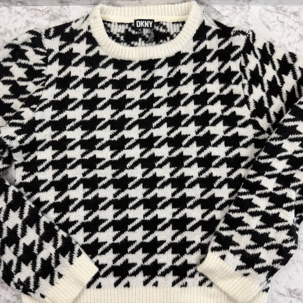 Girls DKNY Black and White Houndstooth Sweater