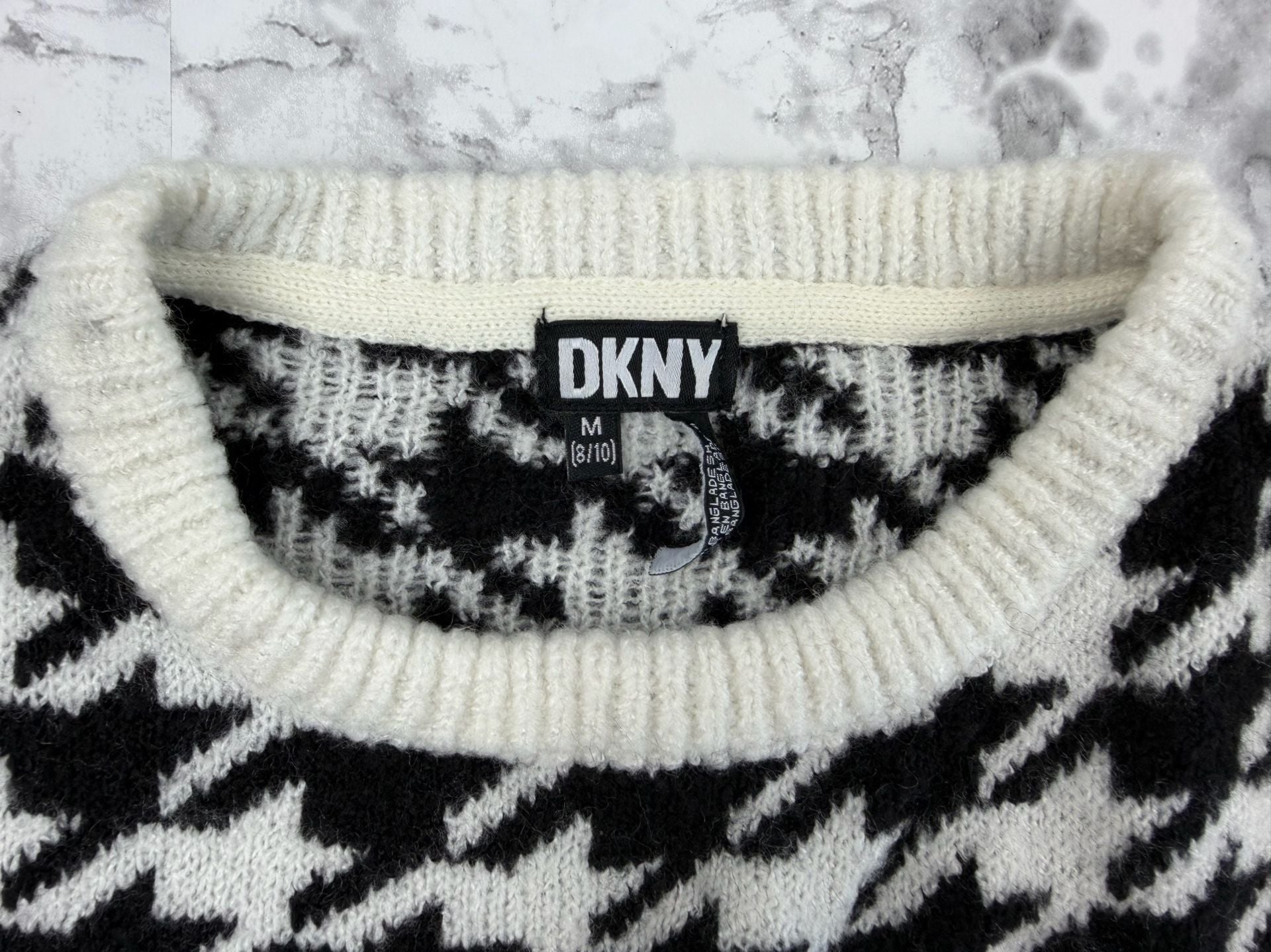 Girls DKNY Black and White Houndstooth Sweater 2