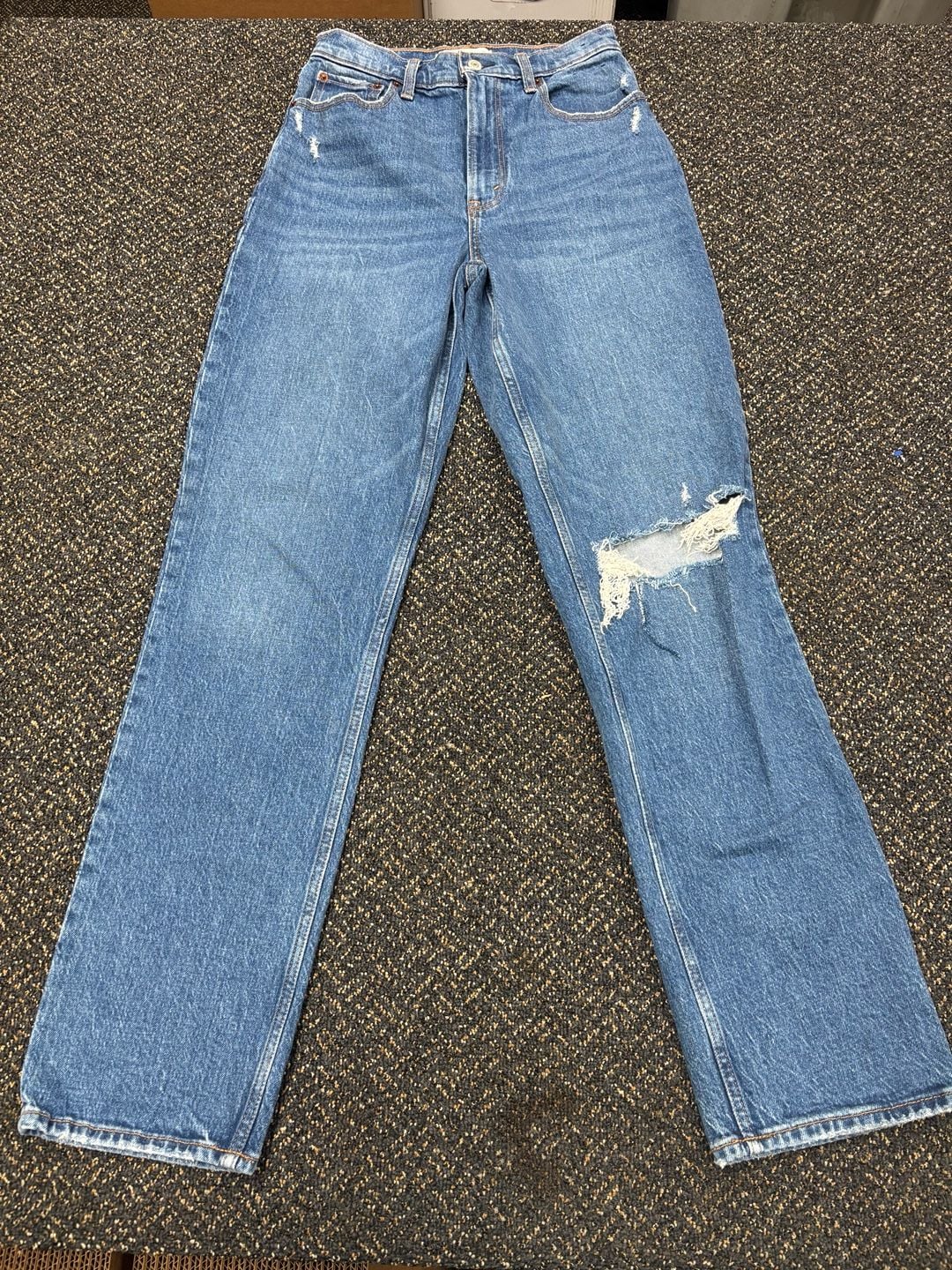 Abercrombie & Fitch The '90s Straight Ultra High Rise Distressed Jeans Size 27 2