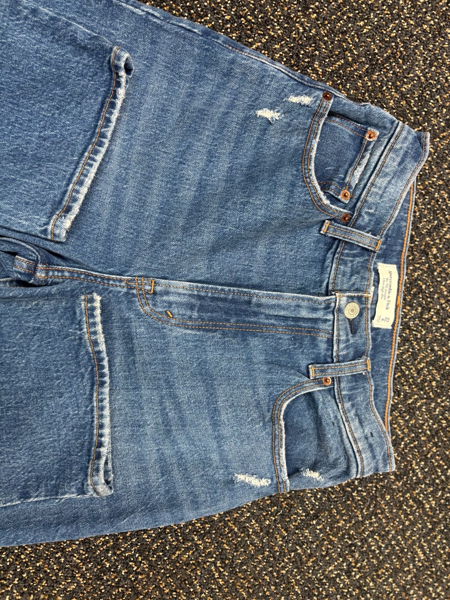 Abercrombie & Fitch The '90s Straight Ultra High Rise Distressed Jeans Size 27 4