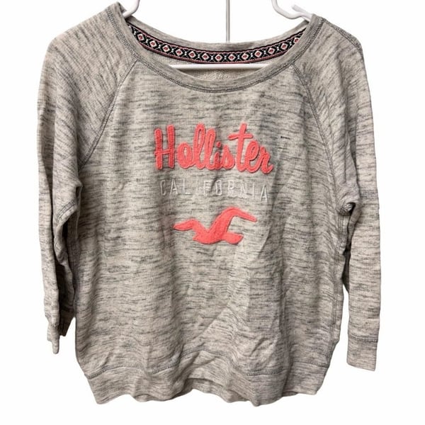 Hollister California Gray Marled Long Sleeve Sweatshirt Pullover Medium