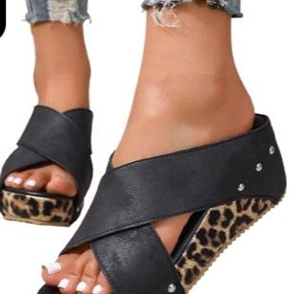 Women's Wedge Platform Sandals Leopard Print Open Toe
