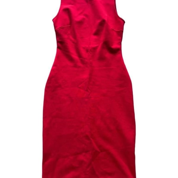 Lulus Red Scoop Neck Backless Bodycon Midi Dress KD8670BLU