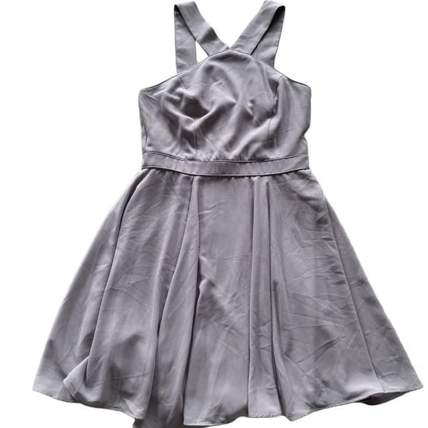 Lulus Forevermore Gray Halter Skater Mini Dress