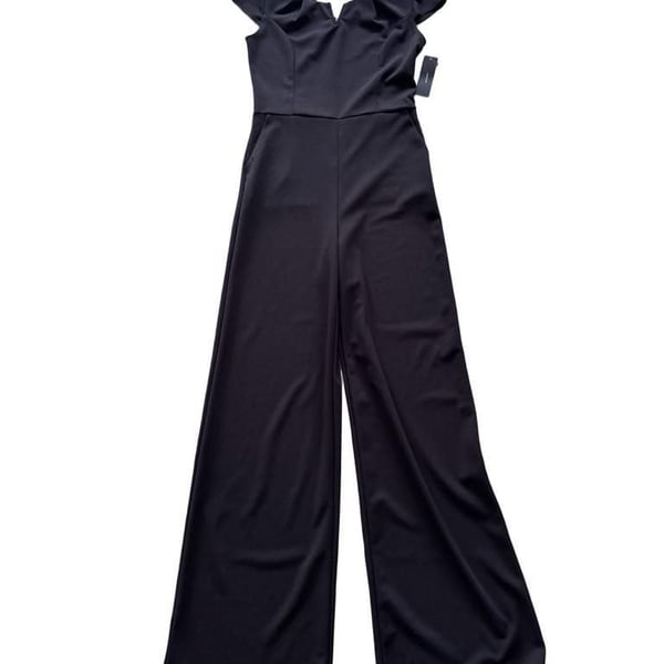 Lulus Black Cap Sleeve Wide Leg Jumpsuit Size M