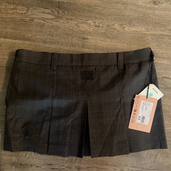 Miu Miu Plaid Wool Mini Skirt