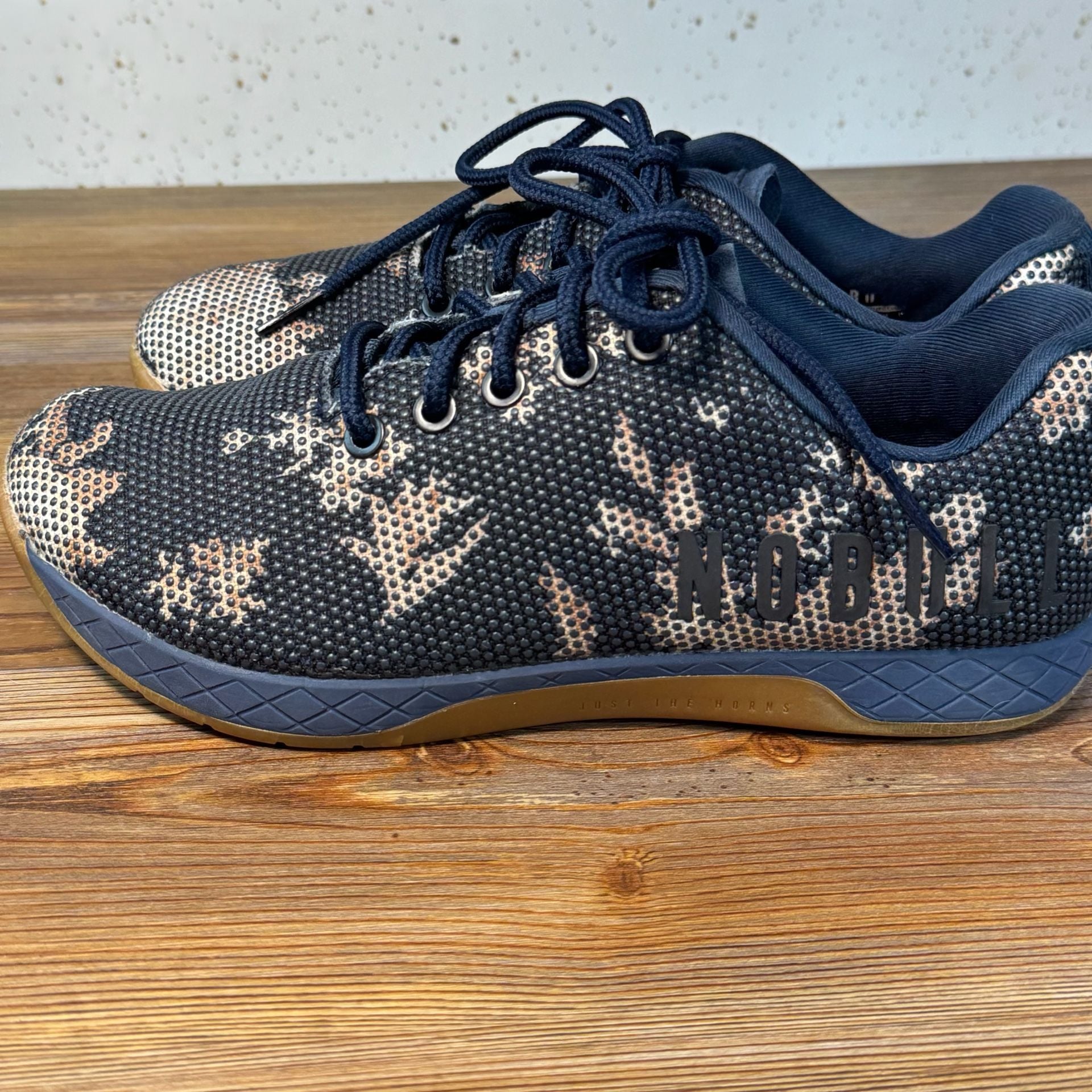 NOBULL Project Camo Trainer Shoes Navy Tan Gum Women’s 7.5 Men’s 6 CrossFit 4