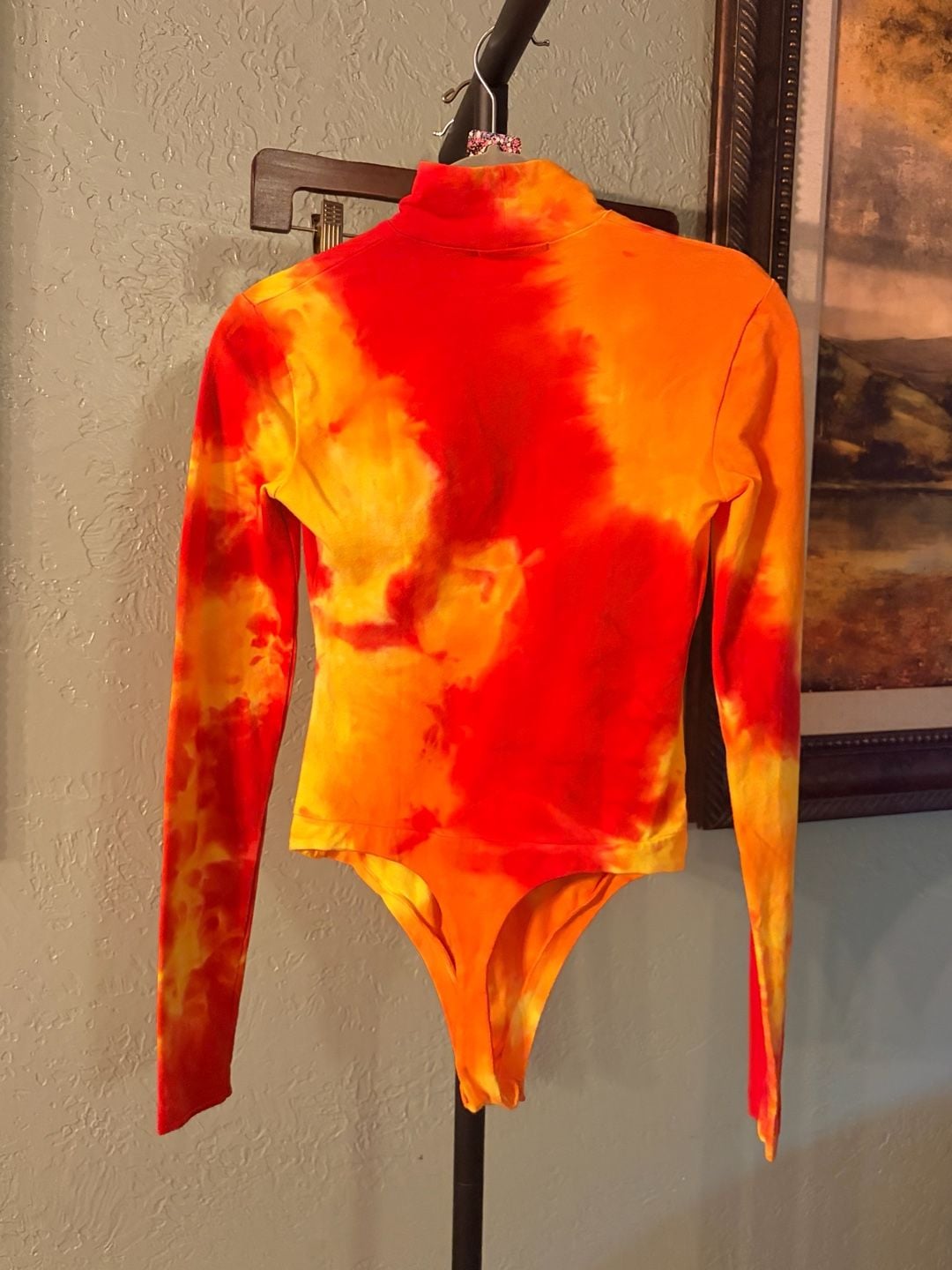 Cotton Citizen Long Sleeve Mock Neck Bodysuit Sunburst Tie Dye Size XS 5
