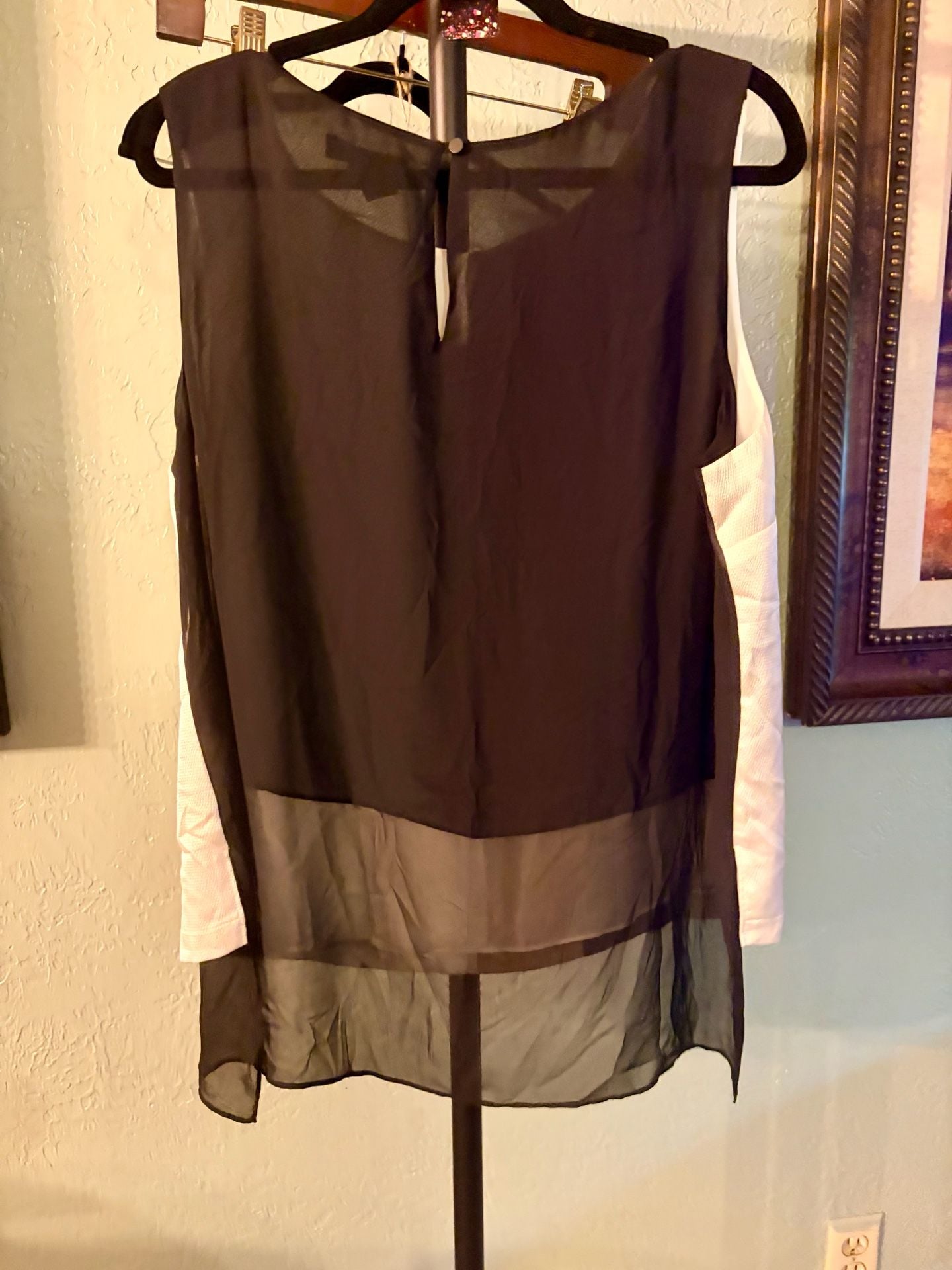White House Black Market Color Block Asymmetric Sleeveless Tunic Top 4