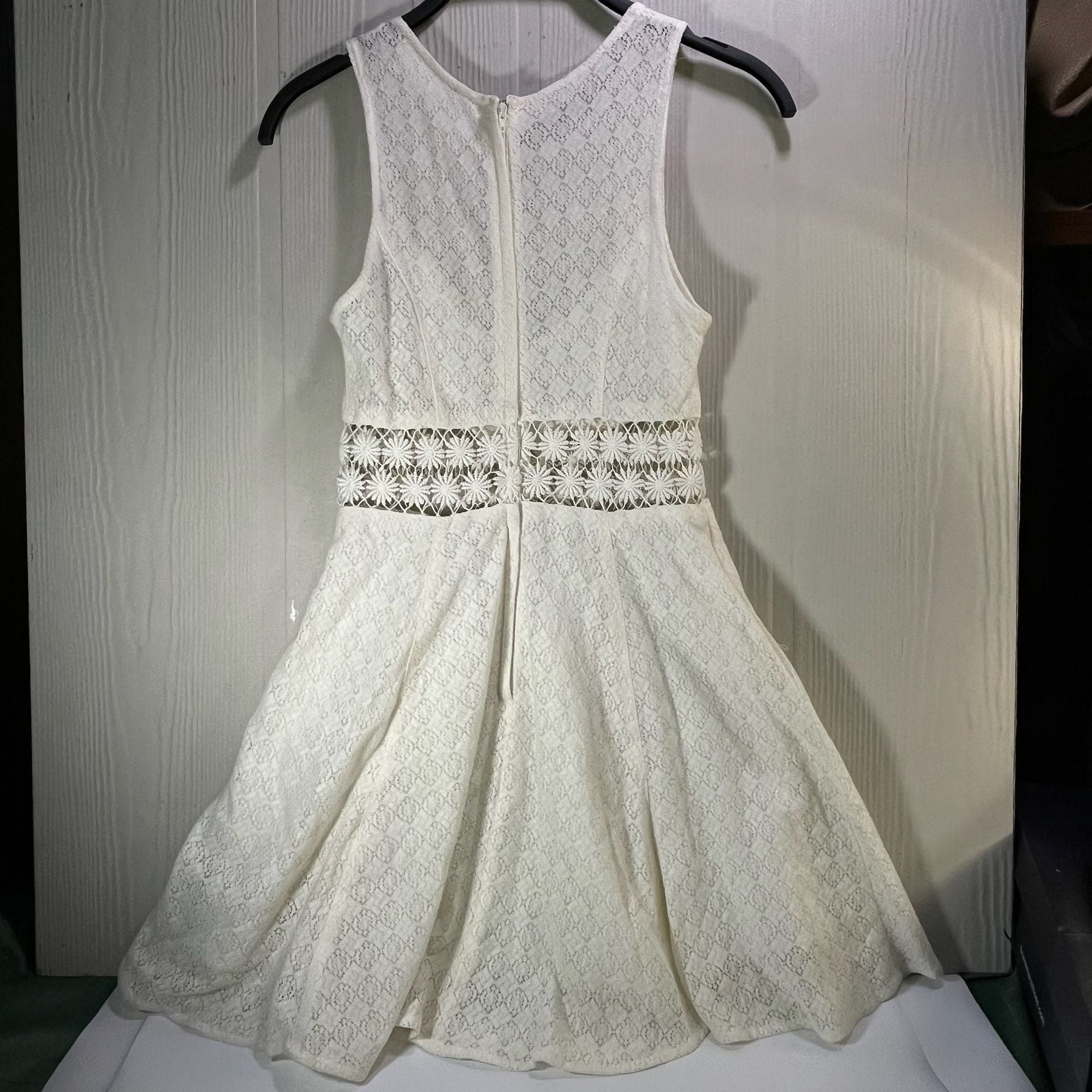 Free People Daisy Waist Fit 'n Flare Dress Sz 10 L Ivory 5