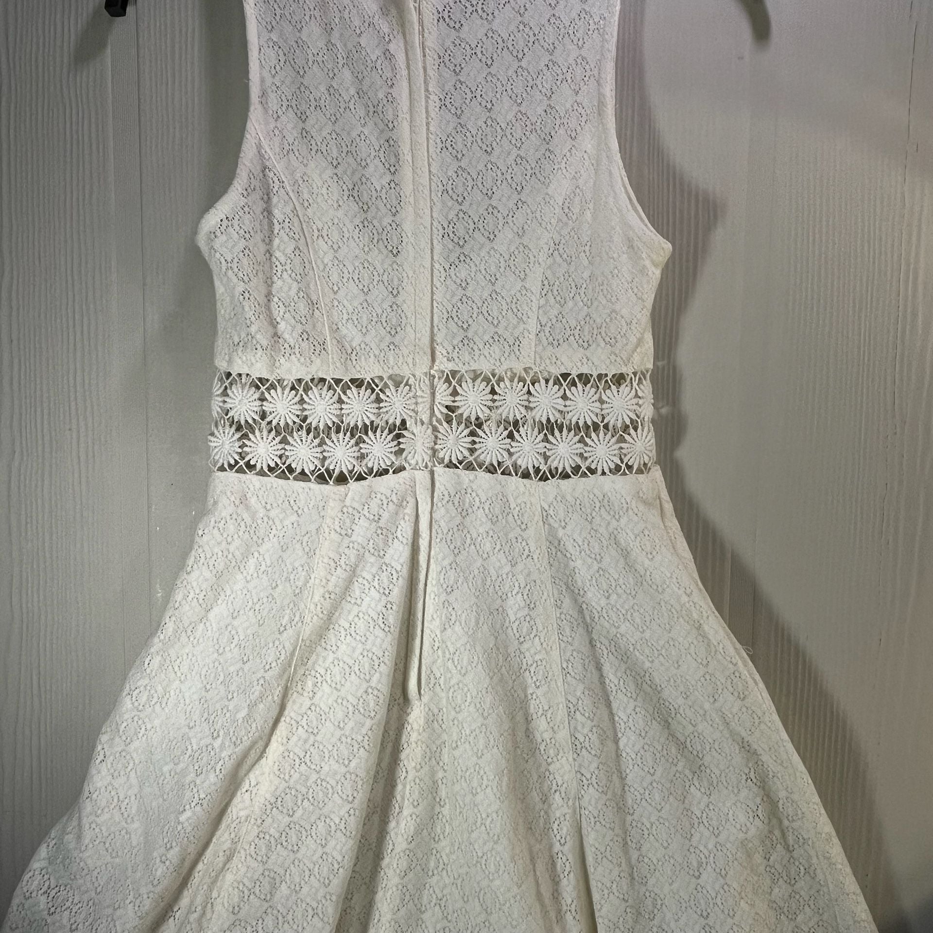 Free People Daisy Waist Fit 'n Flare Dress Sz 10 L Ivory 6