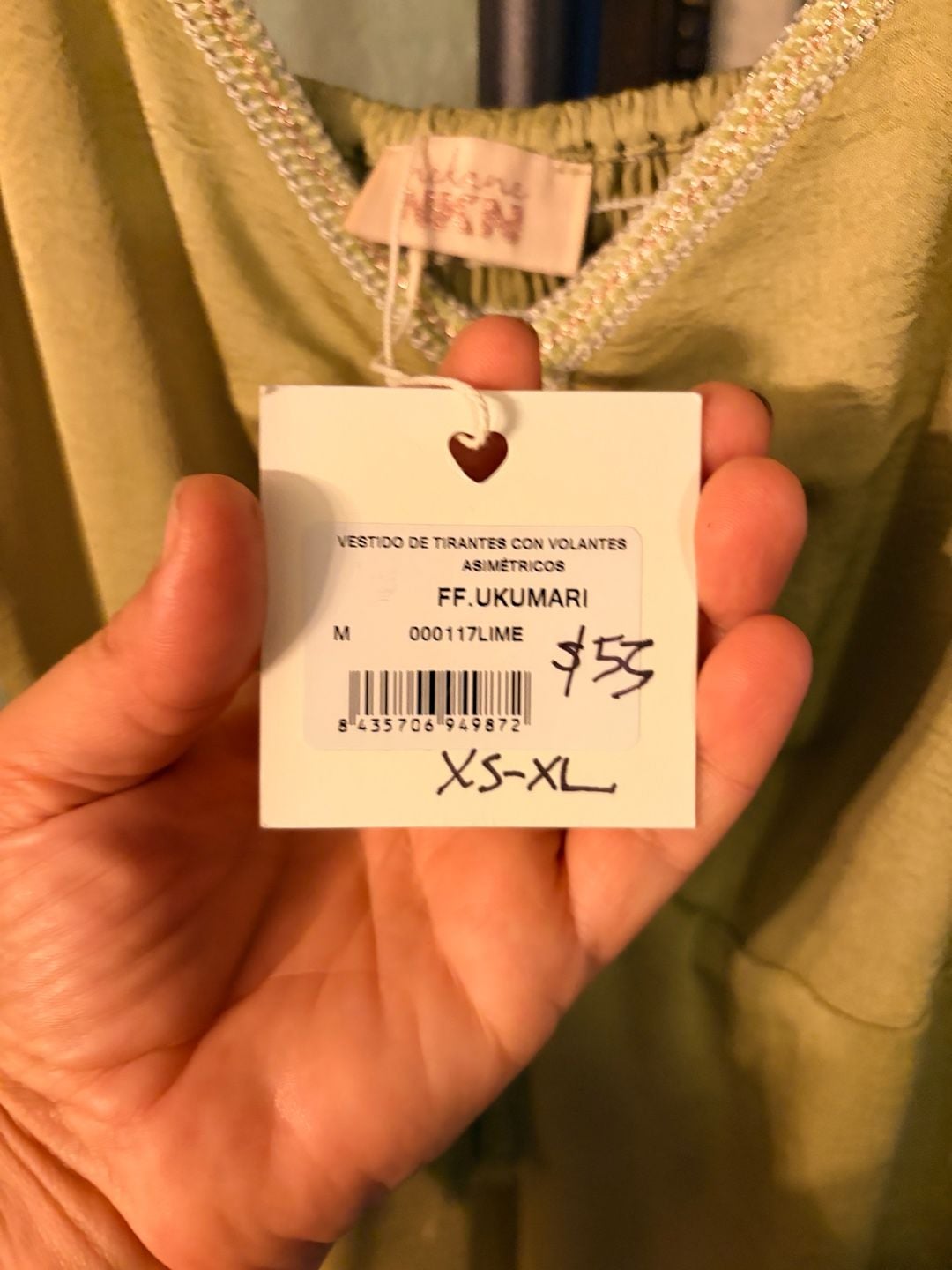 Nekane NKN Vestido De Tirantes Con Volantes Asimetricos UKUMARI Lime Dress Size M 4