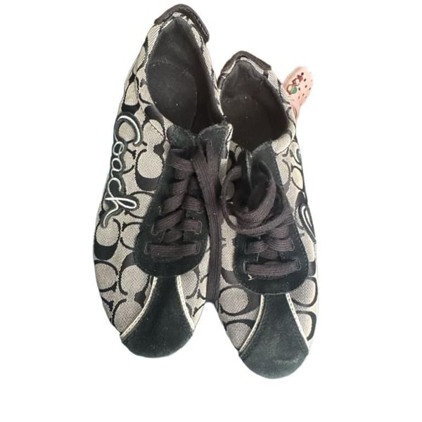 Coach Devin Black Suede Canvas Signature Sneakers