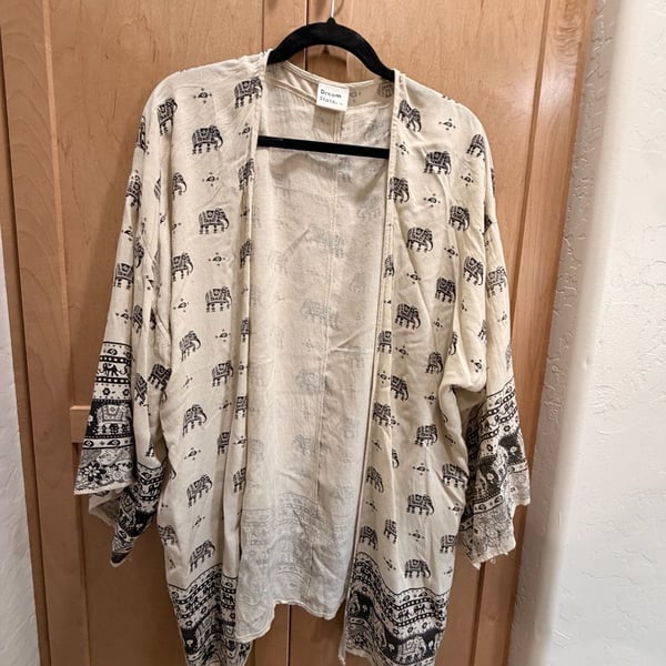 Women's Elephant Print Kimono Cardigan