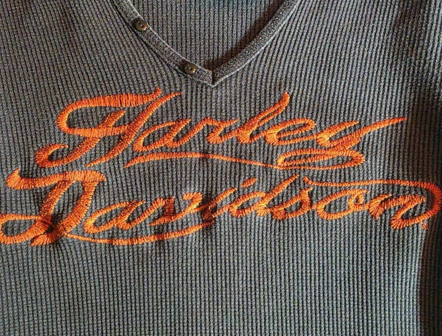 Harley-Davidson Women's Thermal Long Sleeve Henley Shirt Black Size XL 4