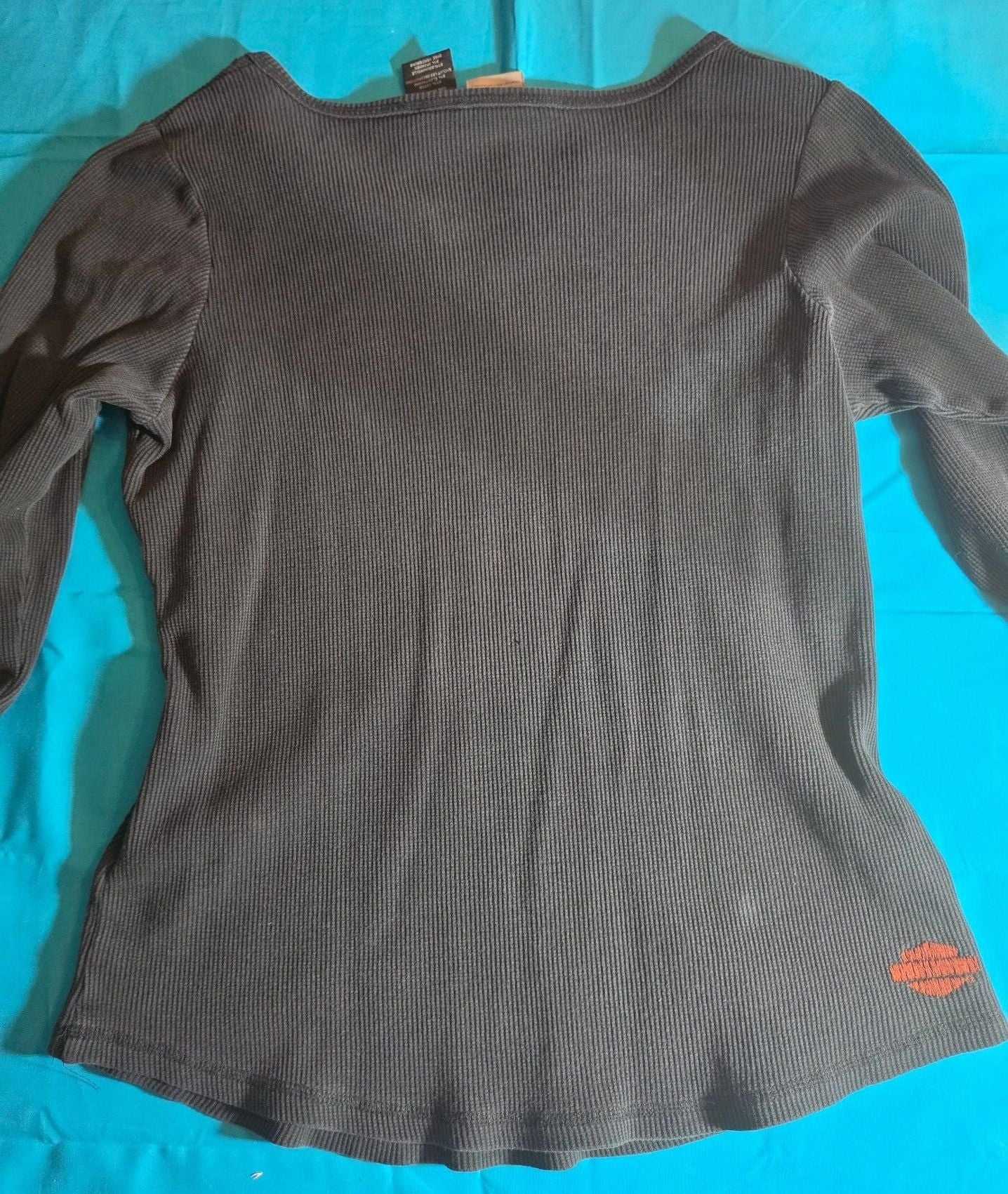 Harley-Davidson Women's Thermal Long Sleeve Henley Shirt Black Size XL 5