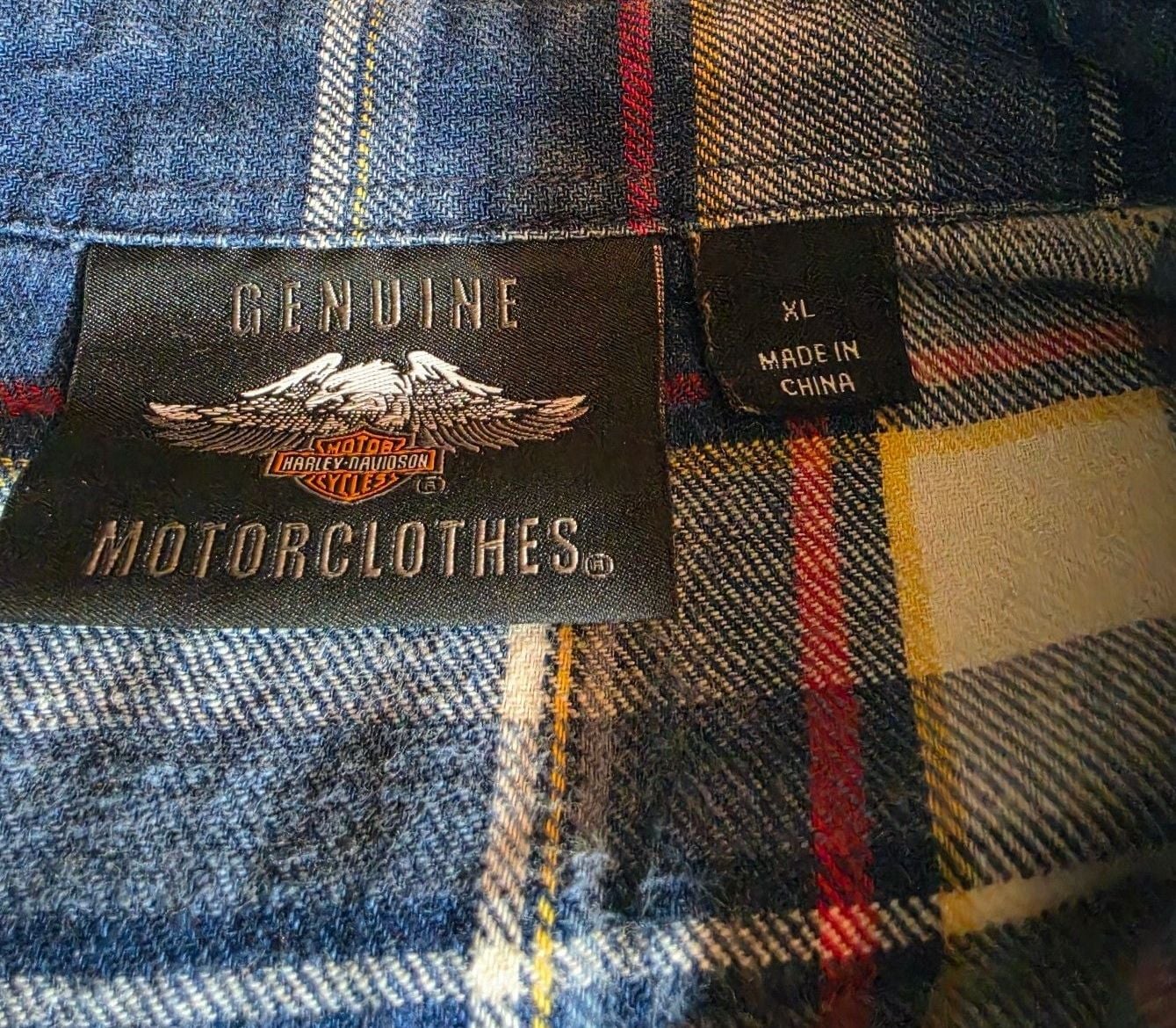 Harley-Davidson Genuine Motorclothes Plaid Short Sleeve Button-Up Shirt XL Blue 4