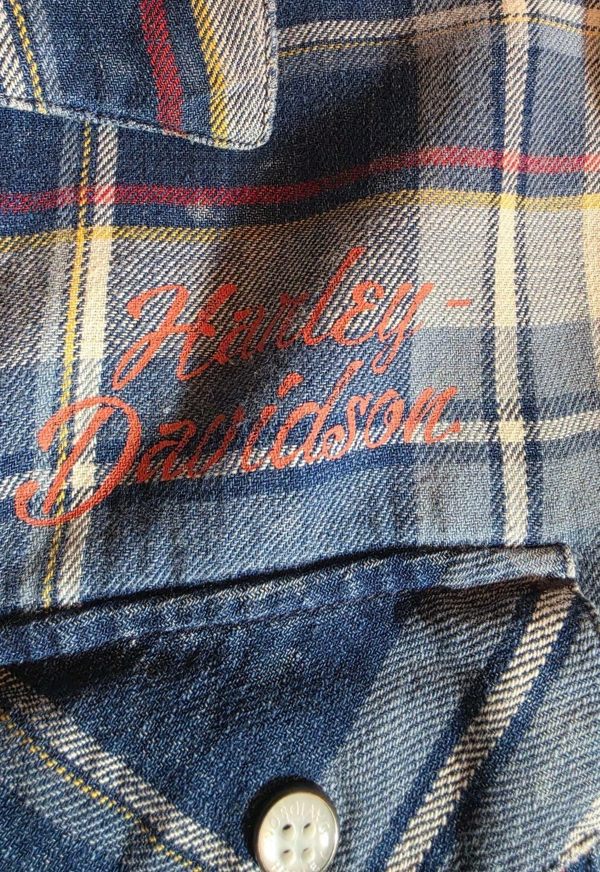 Harley-Davidson Genuine Motorclothes Plaid Short Sleeve Button-Up Shirt XL Blue 5