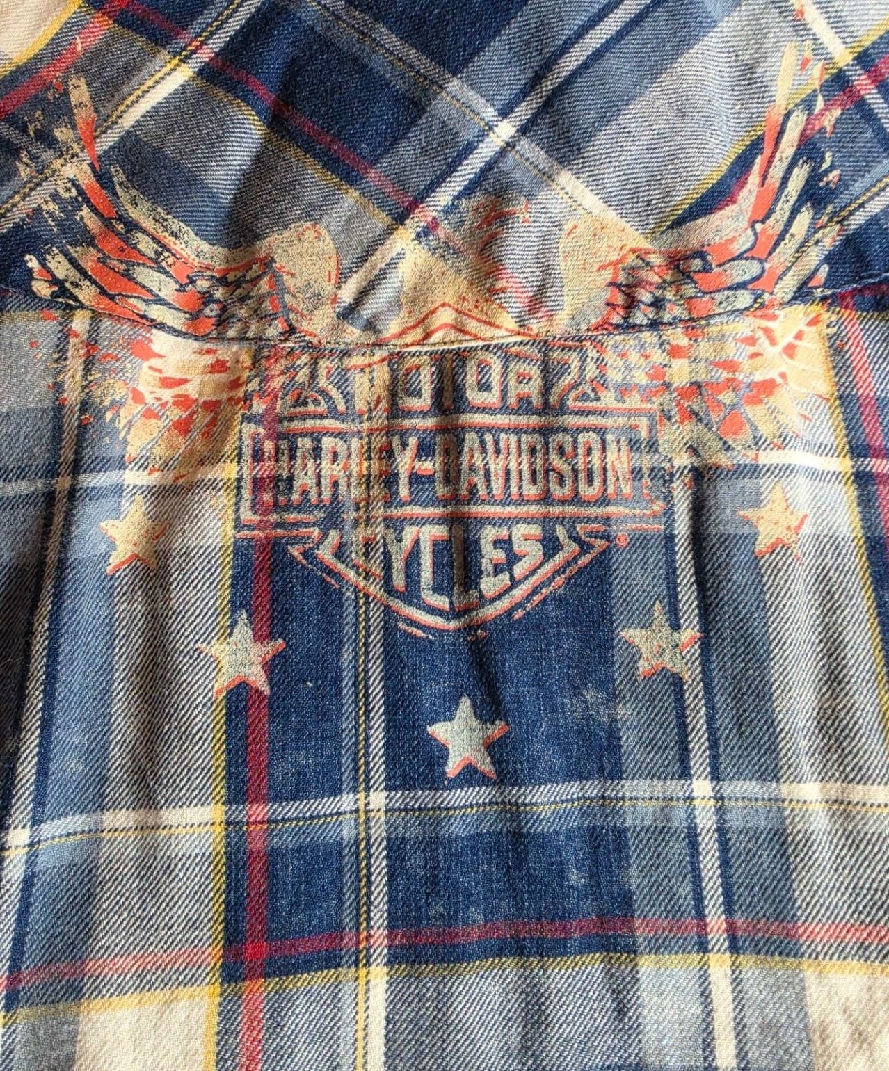 Harley-Davidson Genuine Motorclothes Plaid Short Sleeve Button-Up Shirt XL Blue 7
