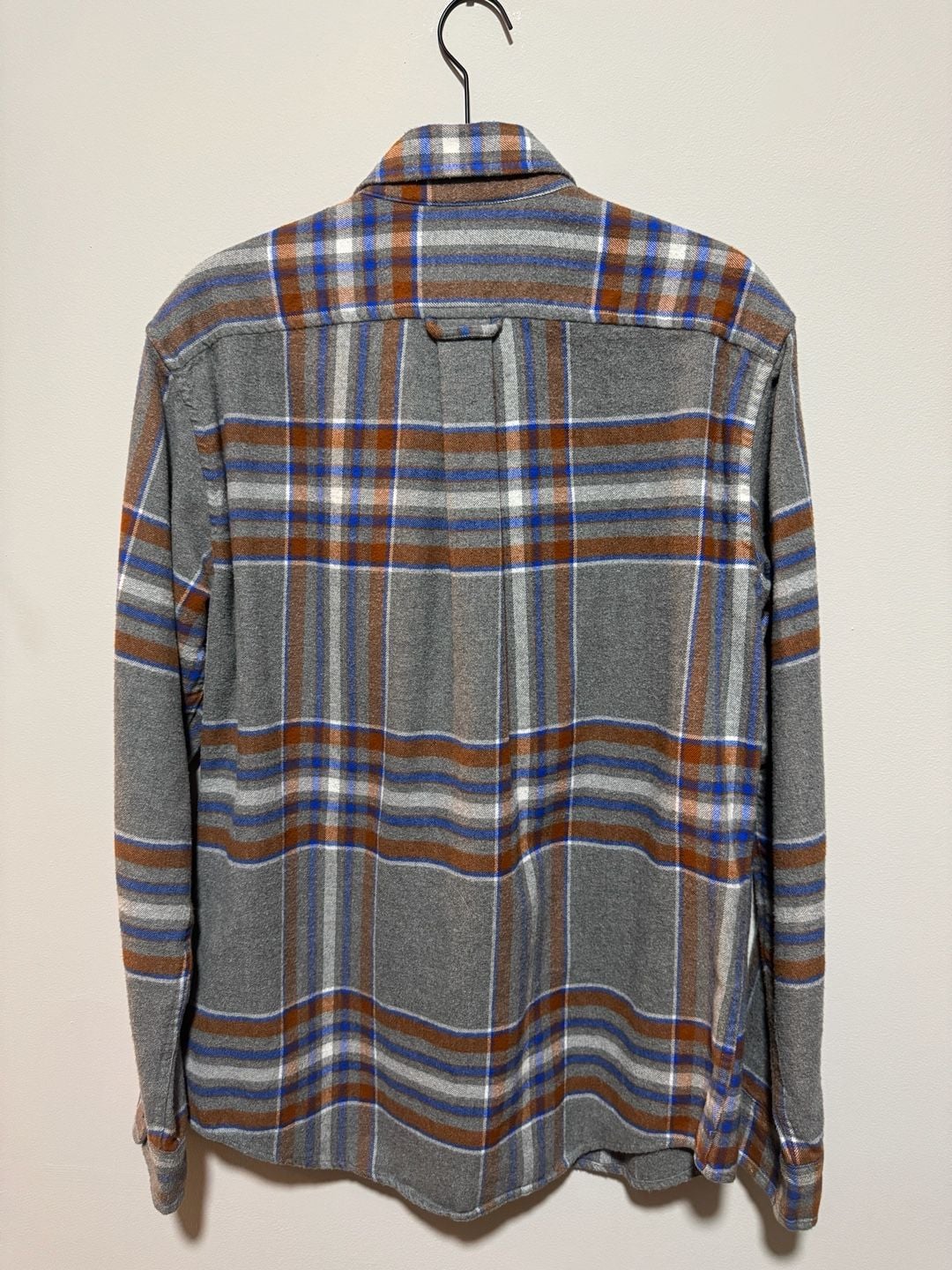 Lands’ End Men’s Flannel Shirt Small Gray Brown Blue Plaid 100% Cotton 3