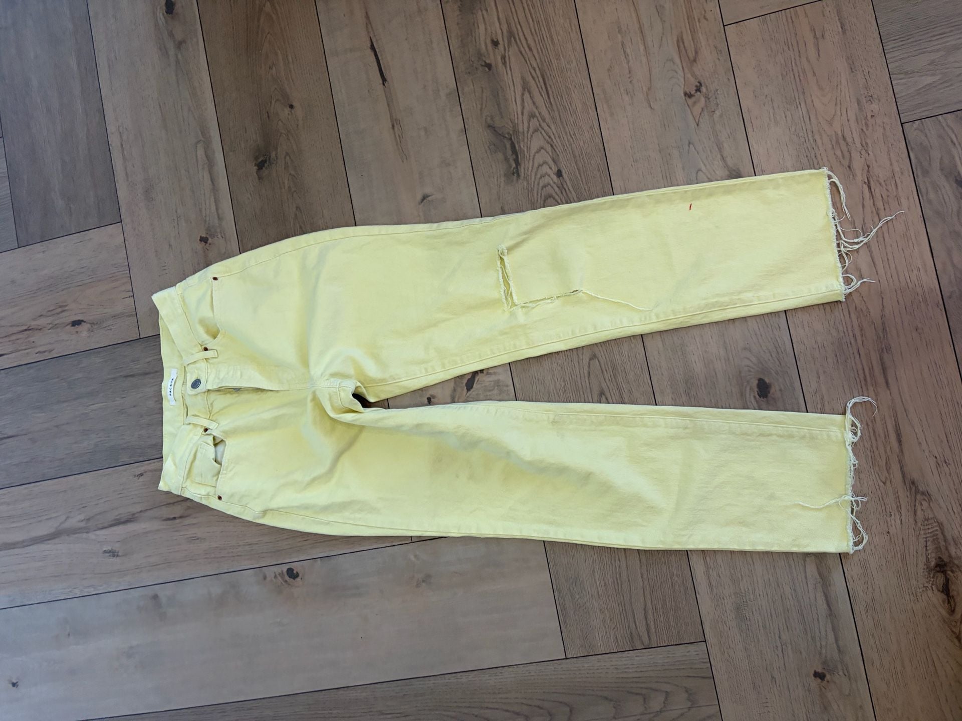 PacSun Yellow Dad Jean Size 25 Distressed Raw Hem 2