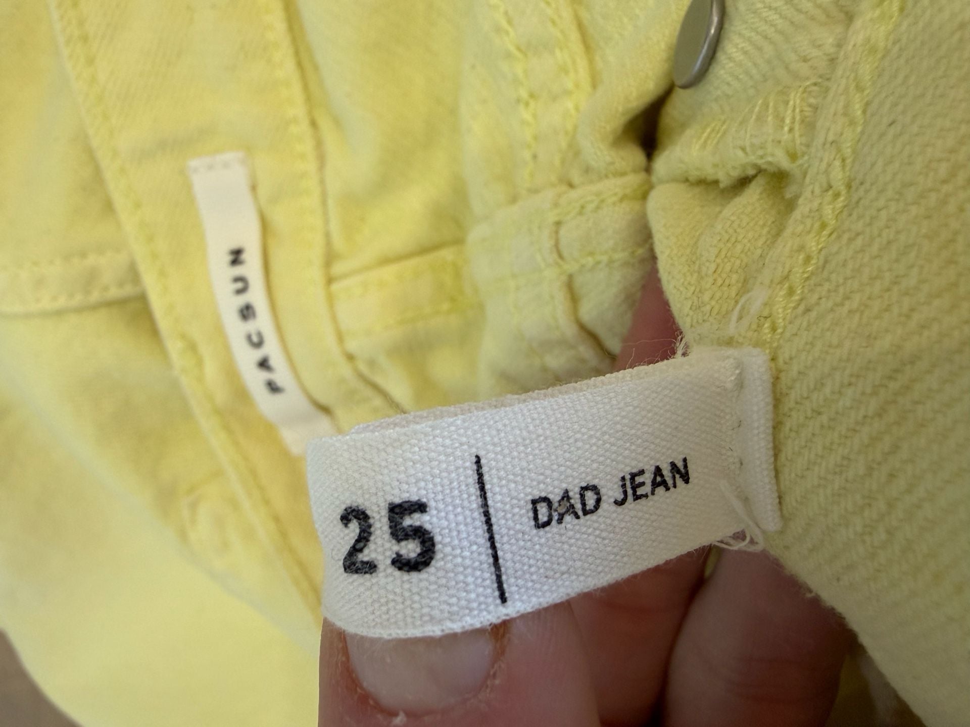 PacSun Yellow Dad Jean Size 25 Distressed Raw Hem 4