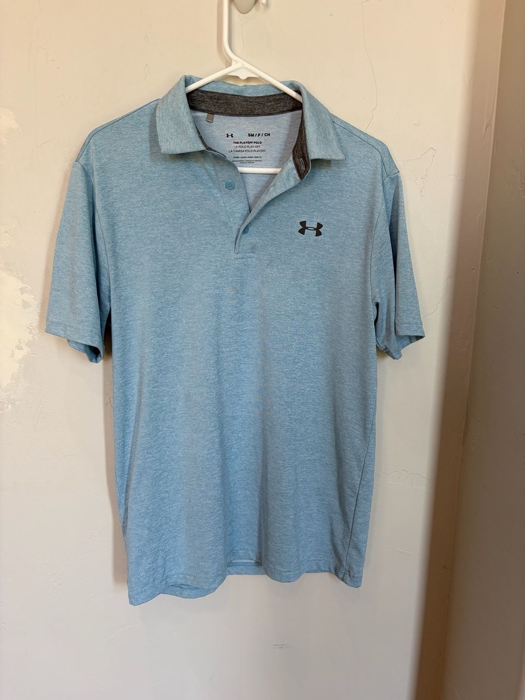 Under Armour The Playoff Polo Men's Small Blue Heather Golf Shirt Loose Fit 2